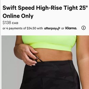 Lululemon Swift Speed High-Rise Tight 25" - Camo